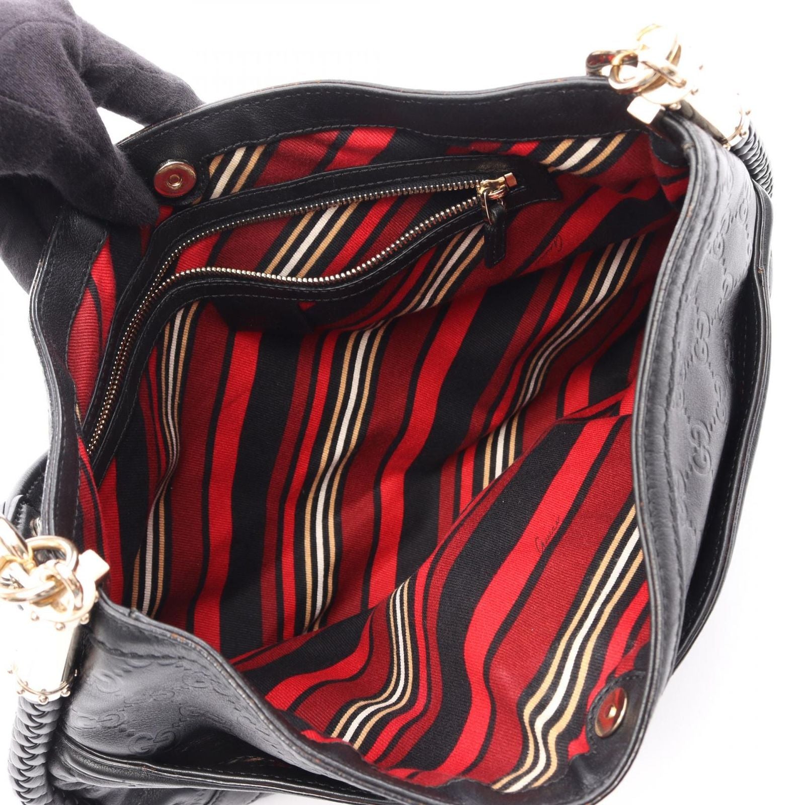 Gucci Shoulder Bag Interlocking Guccissima Black Leather Guccissima — view 3