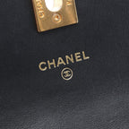Chanel Shoulder Bag Quilted Mini Chain Wallet Metallic Black Calf — view 4