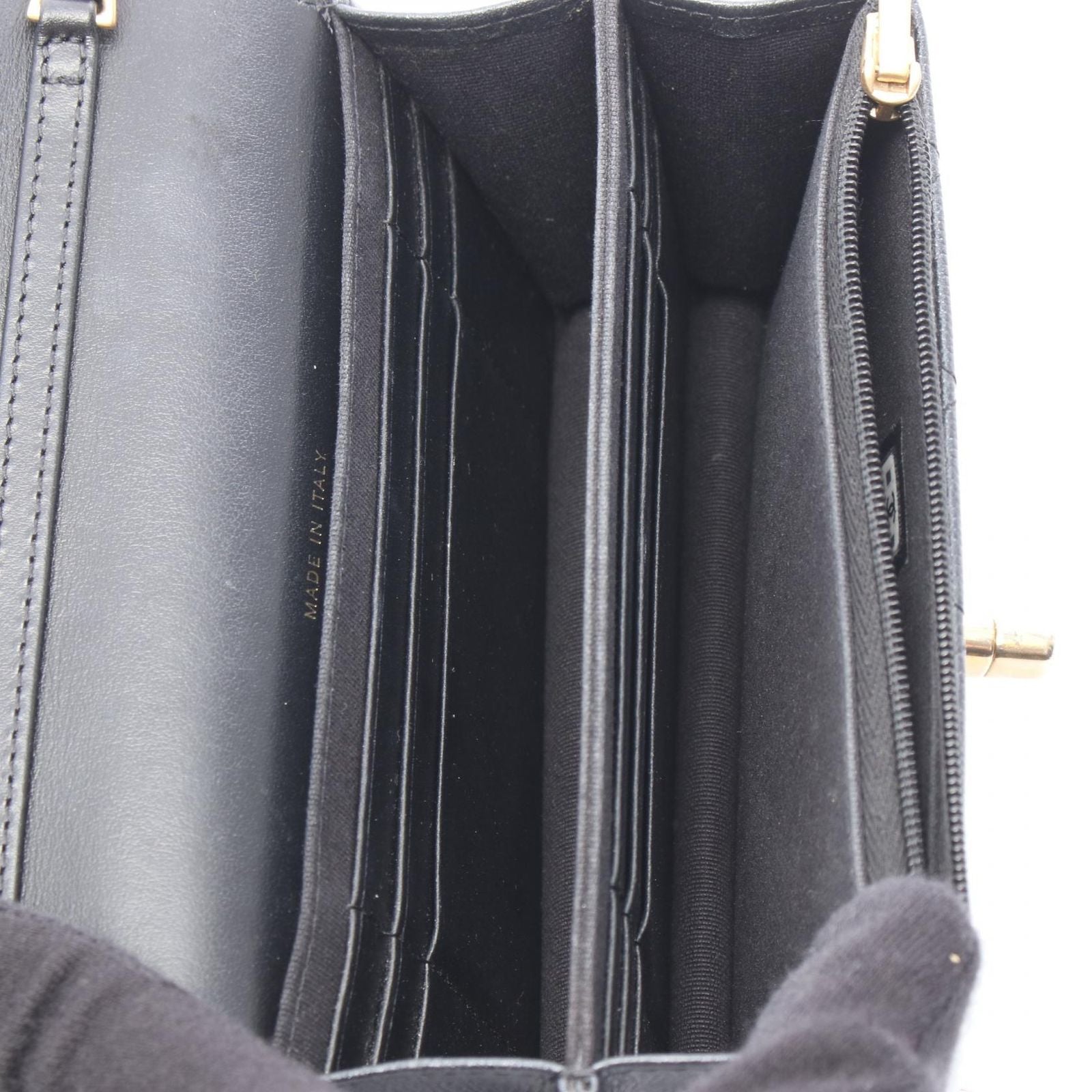 Chanel Shoulder Bag Quilted Mini Chain Wallet Metallic Black Calf — view 3
