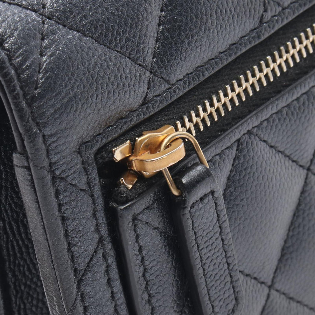 Chanel Shoulder Bag Quilted Mini Chain Wallet Metallic Black Calf — view 7