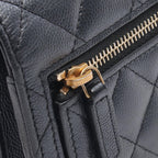 Chanel Shoulder Bag Quilted Mini Chain Wallet Metallic Black Calf — view 7