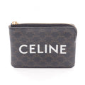 Celine Coin Case Triomphe Card with Key Ring Black