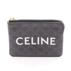 Celine Coin Case Triomphe Card with Key Ring Black