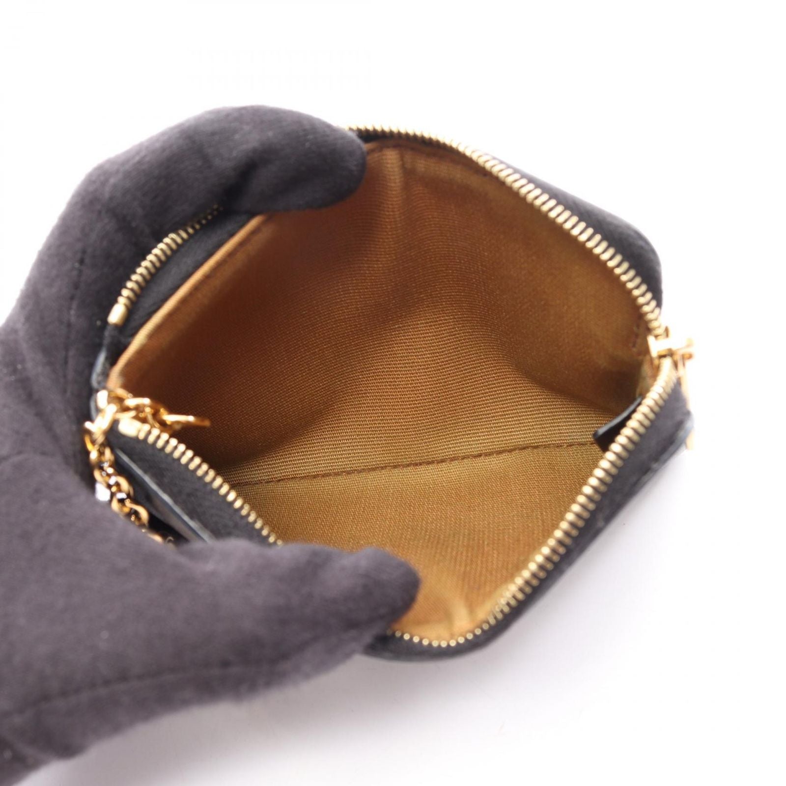 Celine Coin Case Triomphe Card with Key Ring Black — view 3