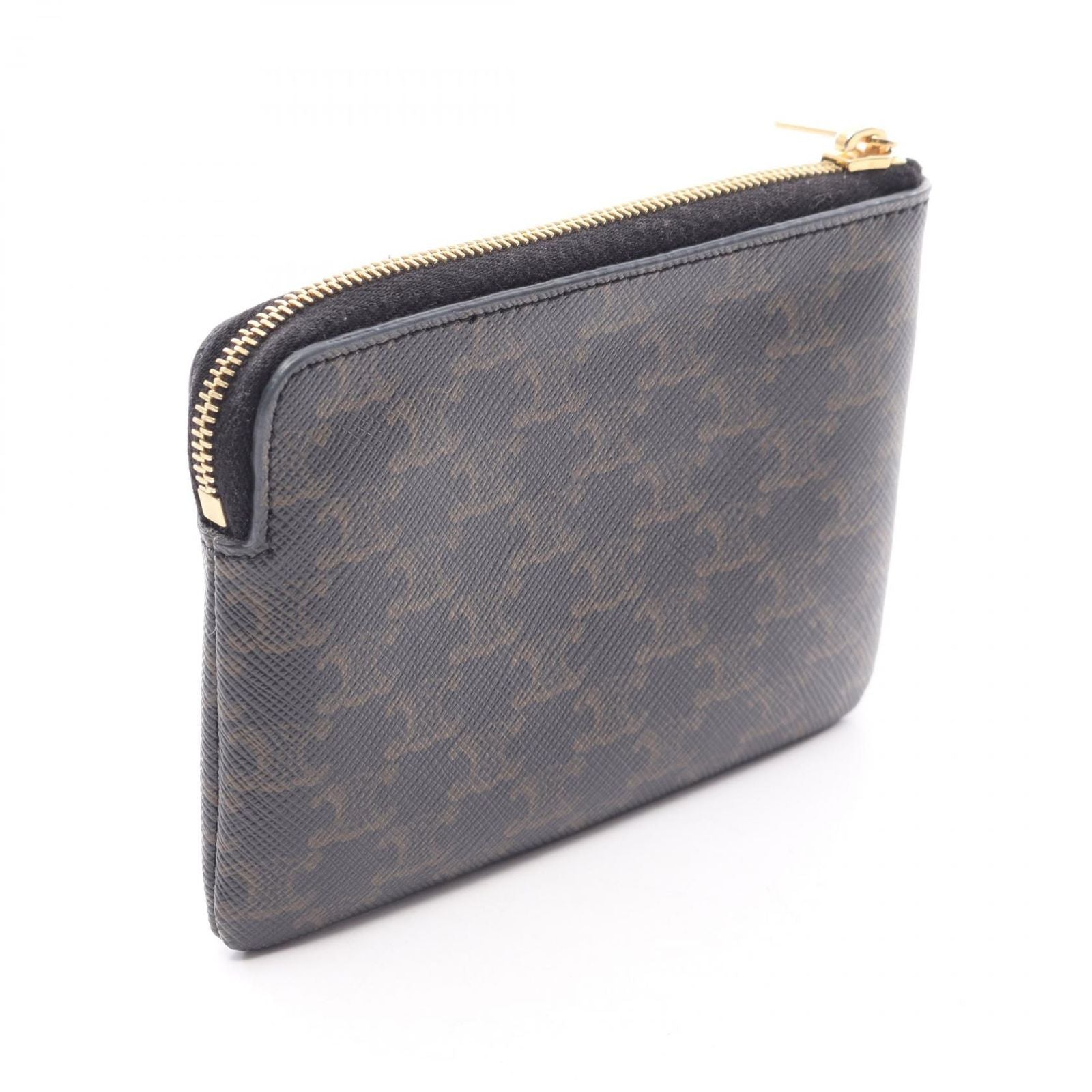 Celine Coin Case Triomphe Card with Key Ring Black — view 2