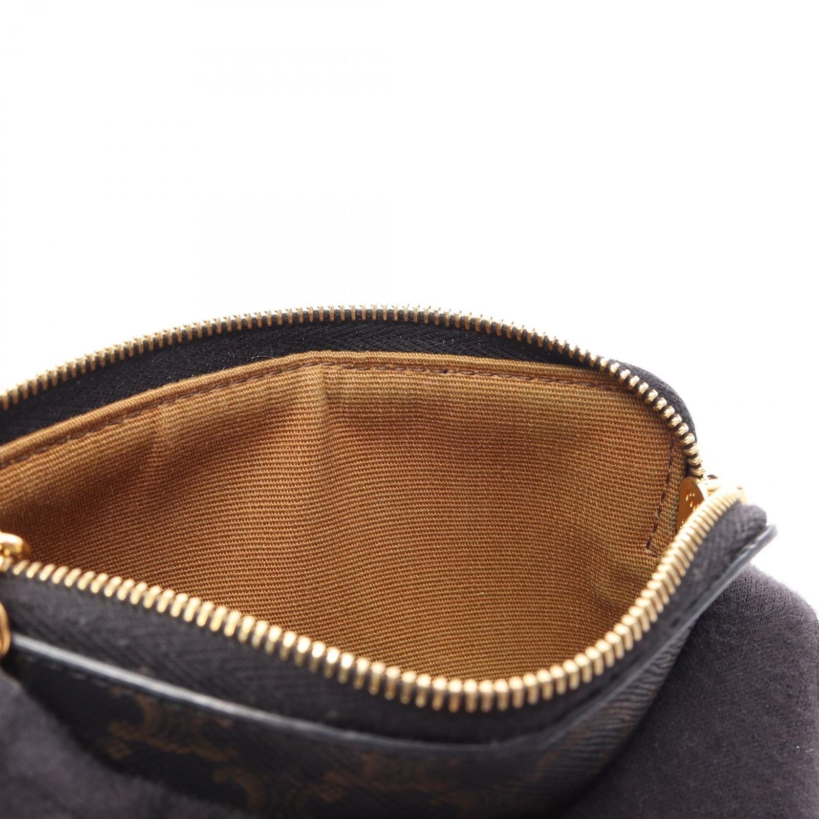 Celine Coin Case Triomphe Card with Key Ring Black — view 6