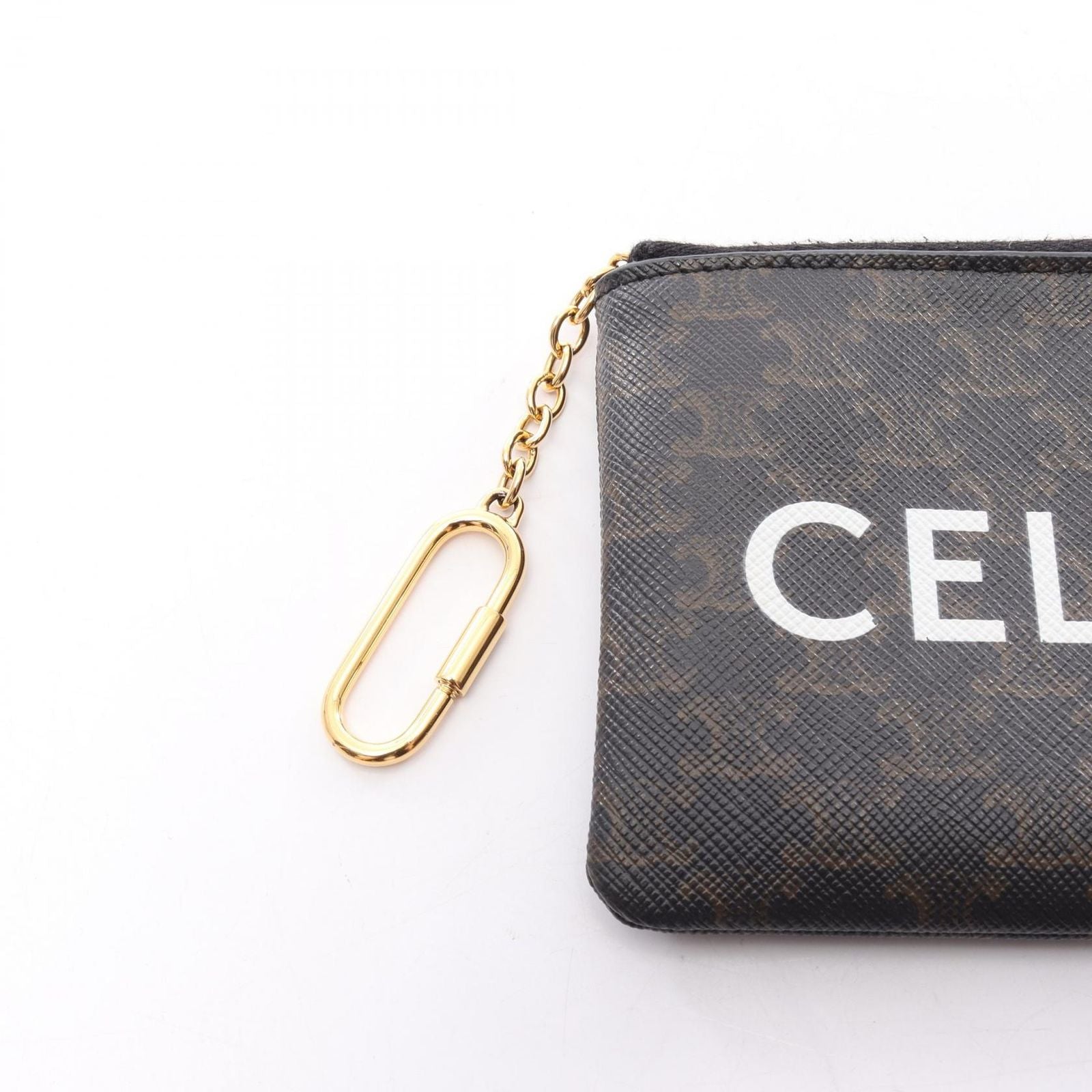 Celine Coin Case Triomphe Card with Key Ring Black — view 5