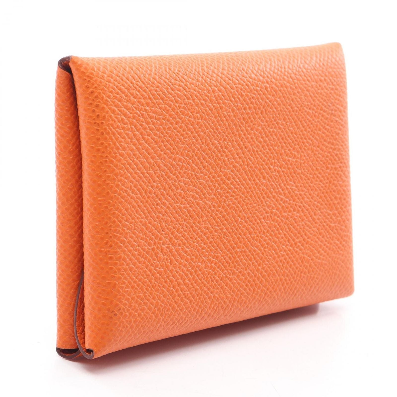 Hermes Coin Case Calvi Duo Orange Leather Calf — view 2