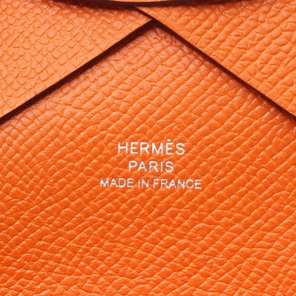 Hermes Coin Case Calvi Duo Orange Leather Calf — view 5
