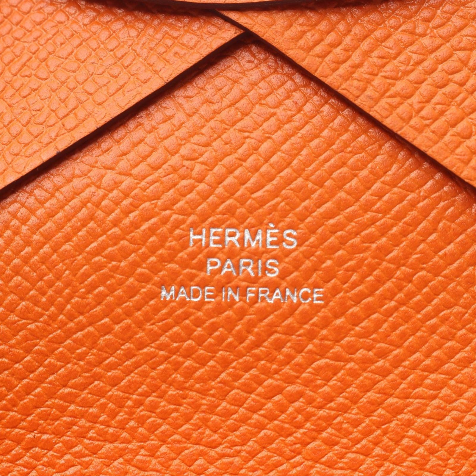 Hermes Coin Case Calvi Duo Orange Leather Calf — view 5
