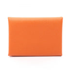 Hermes Coin Case Calvi Duo Orange Leather Calf