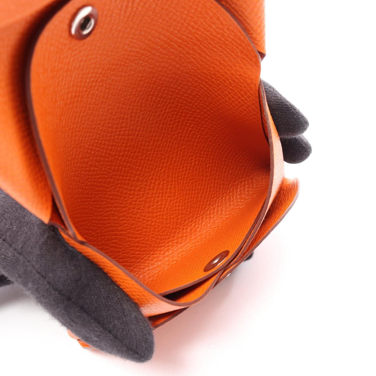 Hermes Coin Case Calvi Duo Orange Leather Calf — view 4