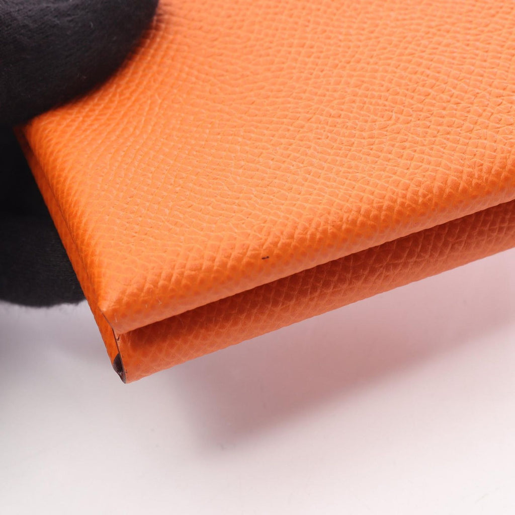 Hermes Coin Case Calvi Duo Orange Leather Calf — view 8