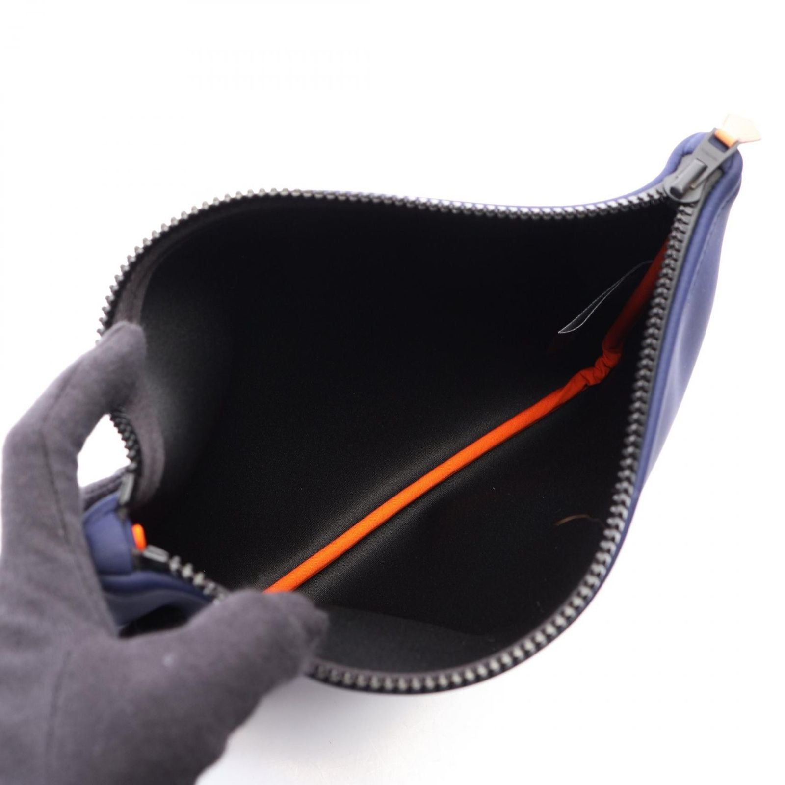 Hermes Pouch Neobain 01 Blue Marine Polyamide Trousse Flat — view 3