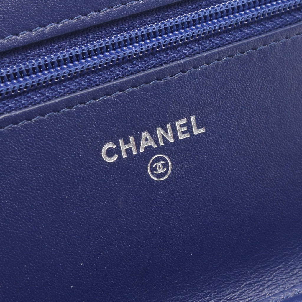 Chanel Shoulder Bag Quilted Navy Fabric Chain Wallet — view 4