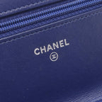 Chanel Shoulder Bag Quilted Navy Fabric Chain Wallet — view 4