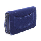 Chanel Shoulder Bag Quilted Navy Fabric Chain Wallet — view 2