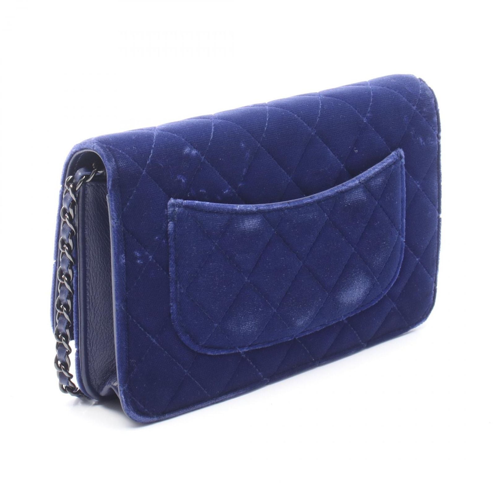 Chanel Shoulder Bag Quilted Navy Fabric Chain Wallet — view 2