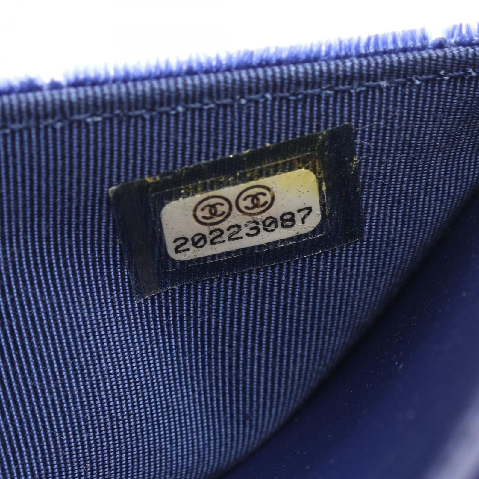 Chanel Shoulder Bag Quilted Navy Fabric Chain Wallet — view 5