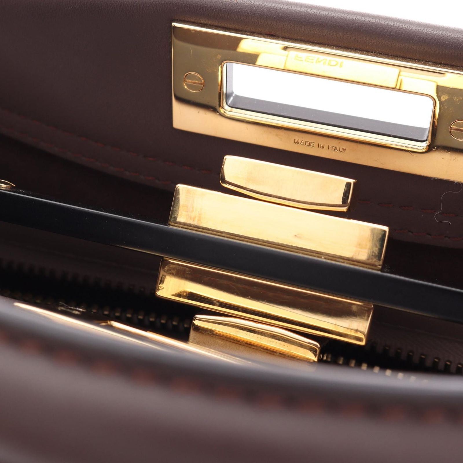 Fendi Handbag Peekaboo Regular Dark Brown Leather — view 8