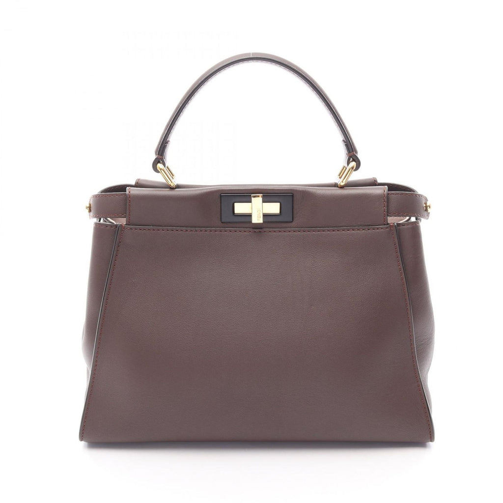 Fendi Handbag Peekaboo Regular Dark Brown Leather