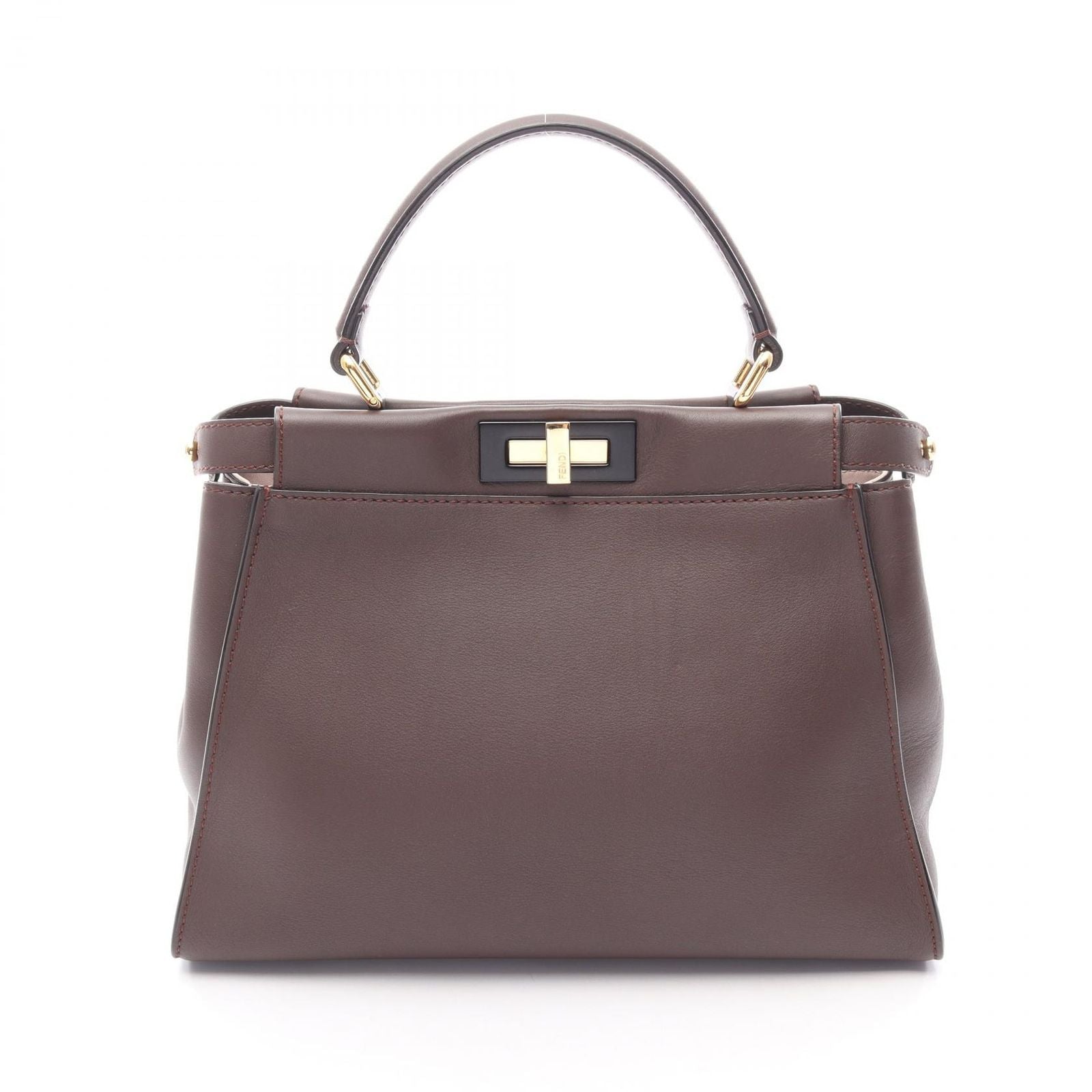 Fendi Handbag Peekaboo Regular Dark Brown Leather