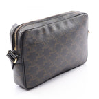 Celine Shoulder Bag Triomphe Black Canvas Leather — view 2