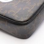 Celine Shoulder Bag Triomphe Black Canvas Leather — view 5