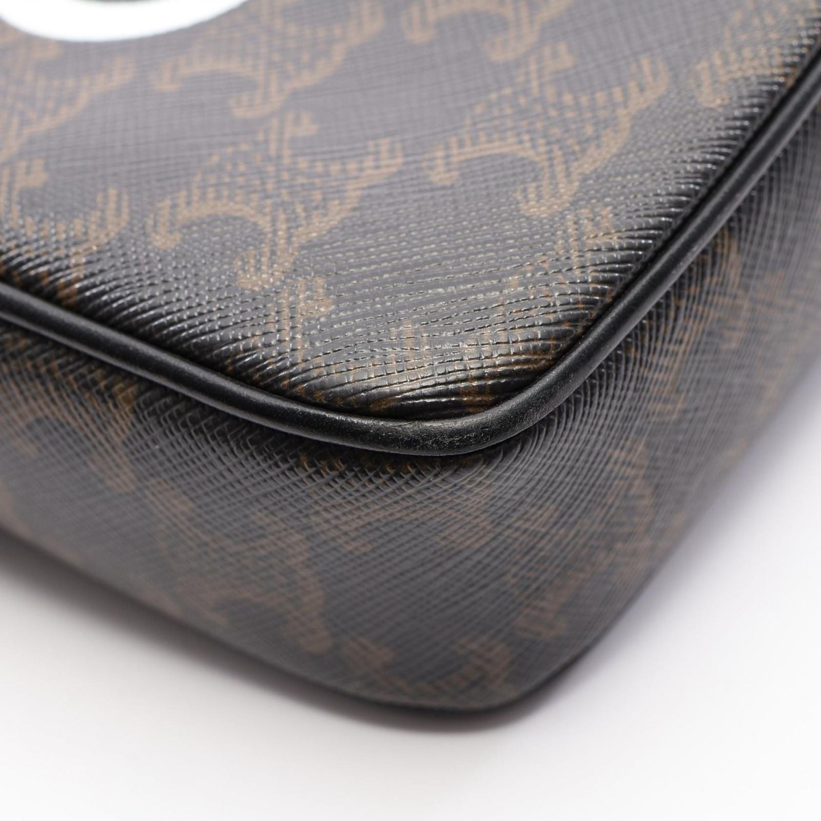 Celine Shoulder Bag Triomphe Black Canvas Leather — view 5