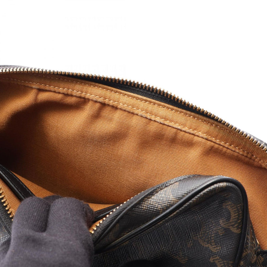 Celine Shoulder Bag Triomphe Black Canvas Leather — view 9