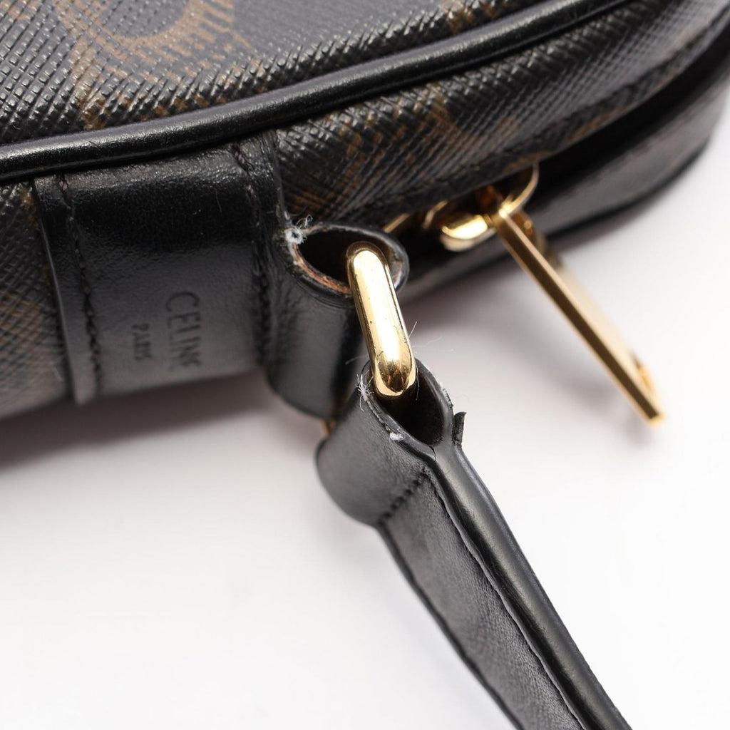 Celine Shoulder Bag Triomphe Black Canvas Leather — view 7