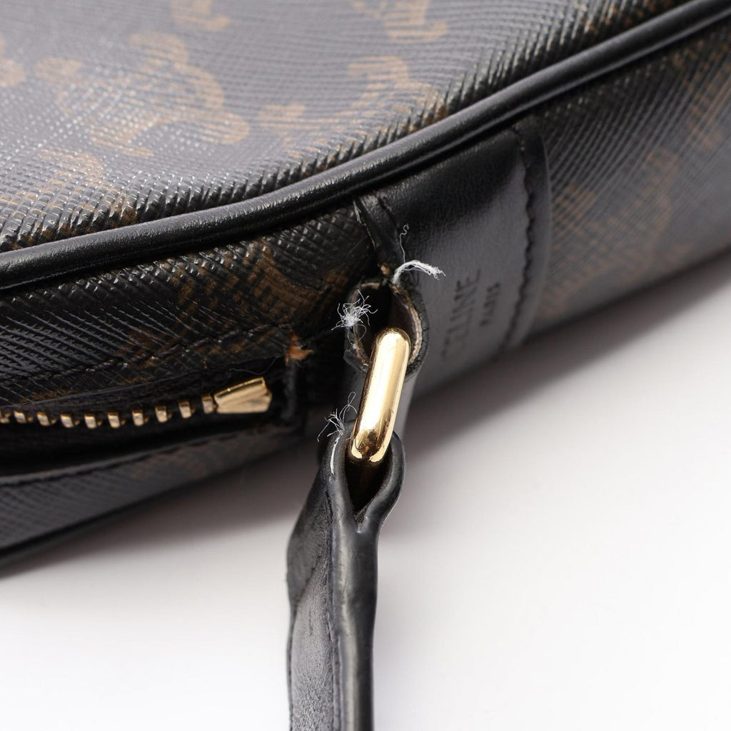 Celine Shoulder Bag Triomphe Black Canvas Leather — view 8