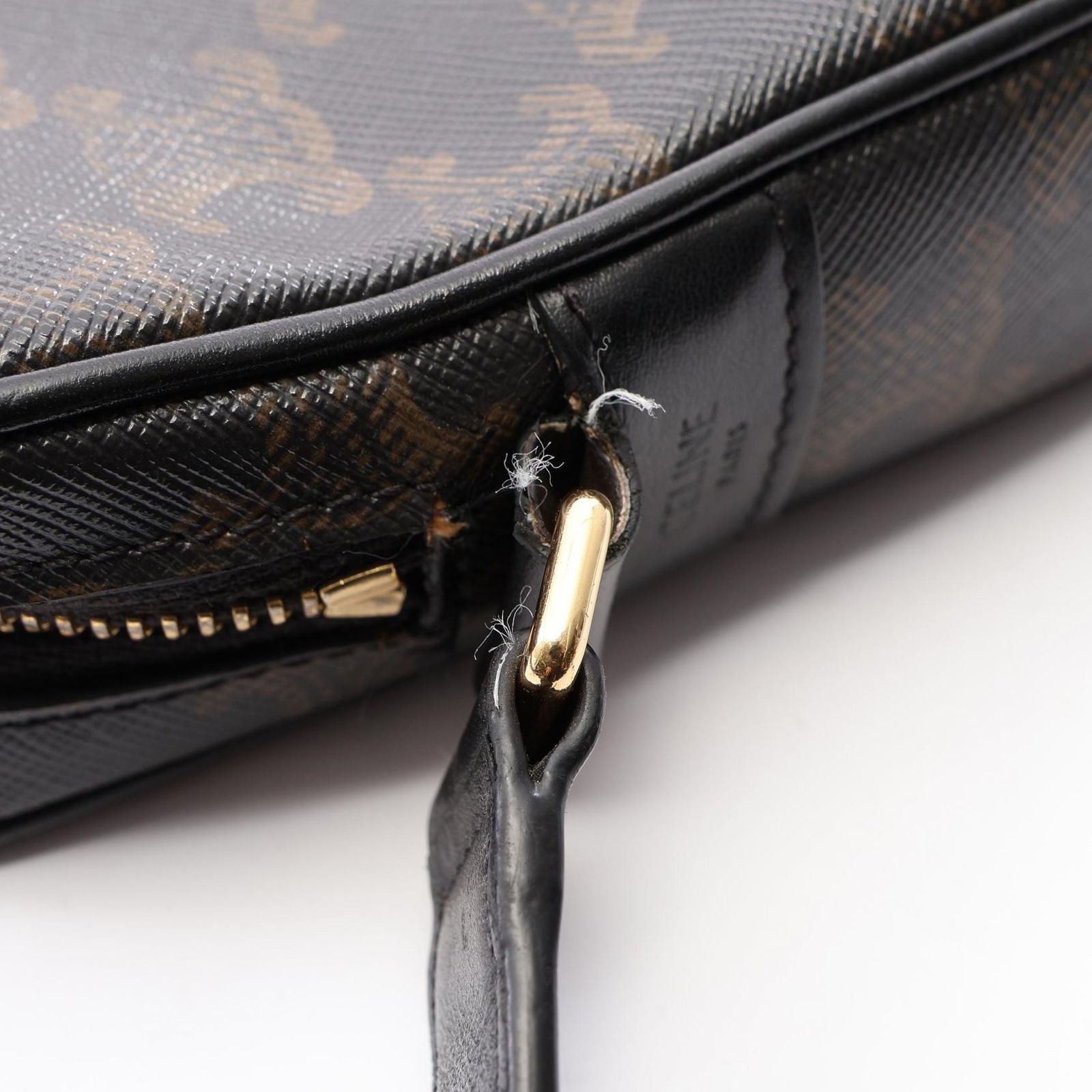 Celine Shoulder Bag Triomphe Black Canvas Leather — view 8