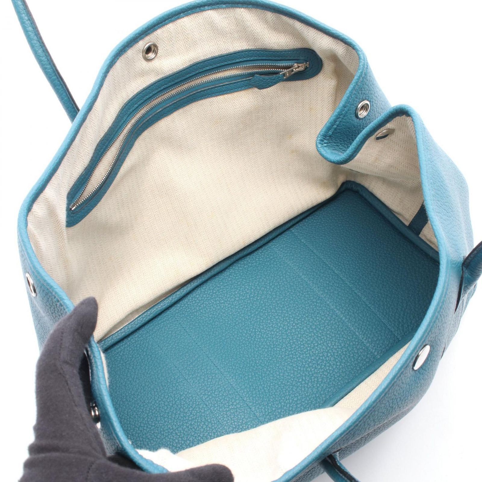 Hermes Tote Garden Party PM Cobalt Leather — view 3