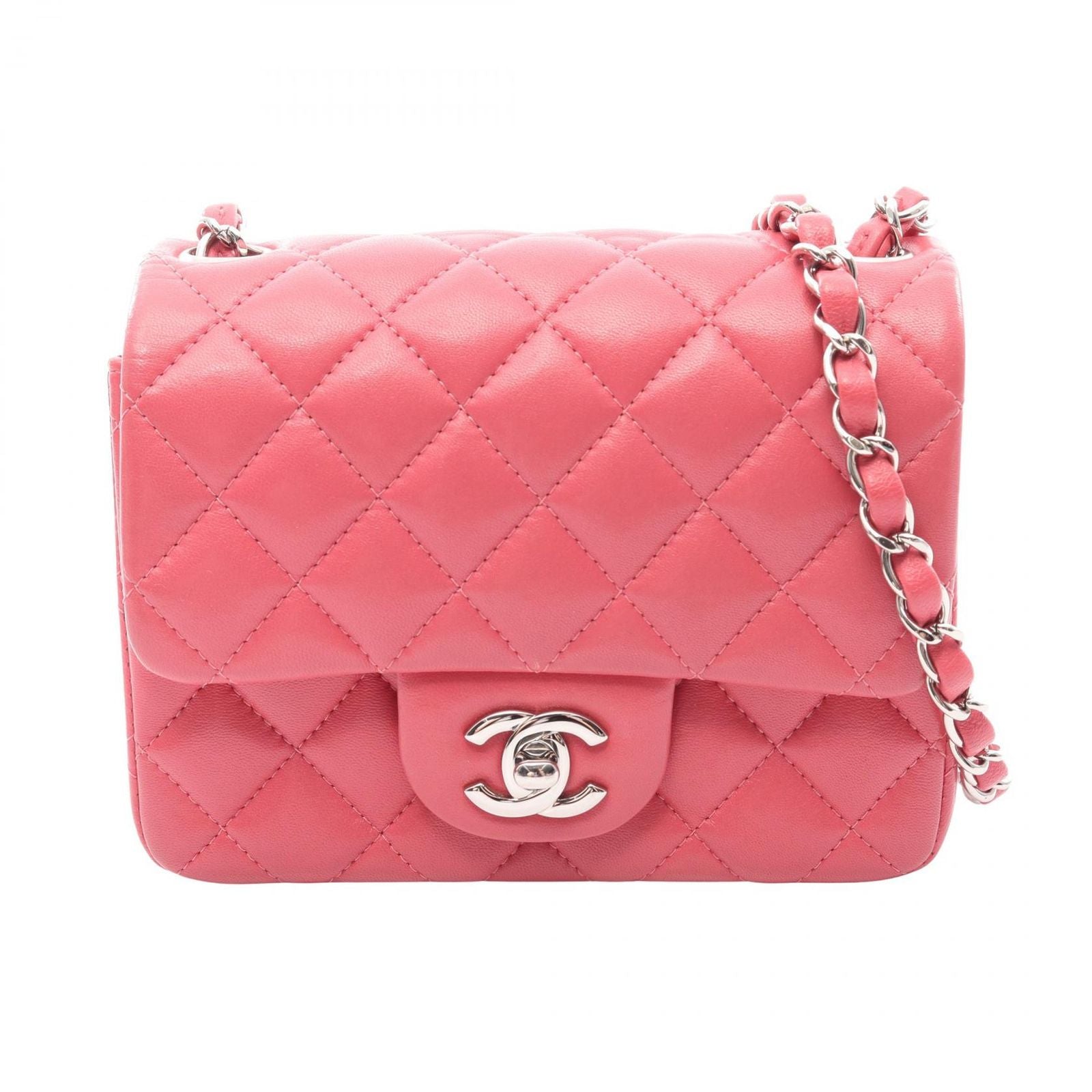 Chanel Shoulder Bag Mini Quilted Pink Lambskin Chain