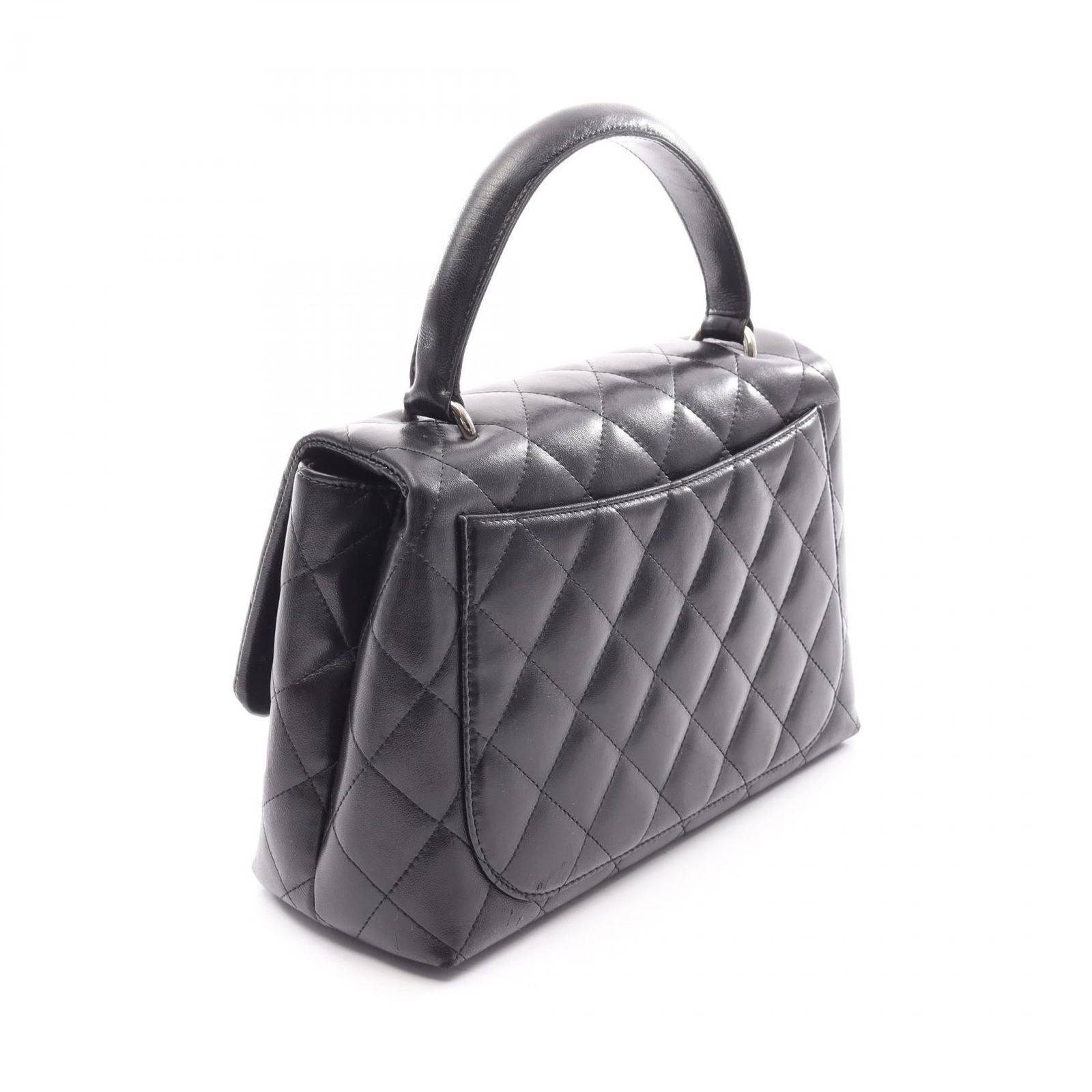 Chanel Handbag Quilted Top Handle Black Lambskin — view 2