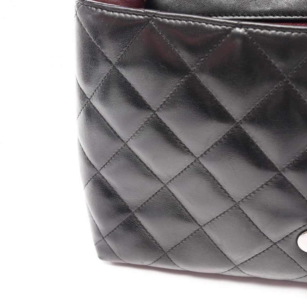 Chanel Handbag Quilted Top Handle Black Lambskin — view 8