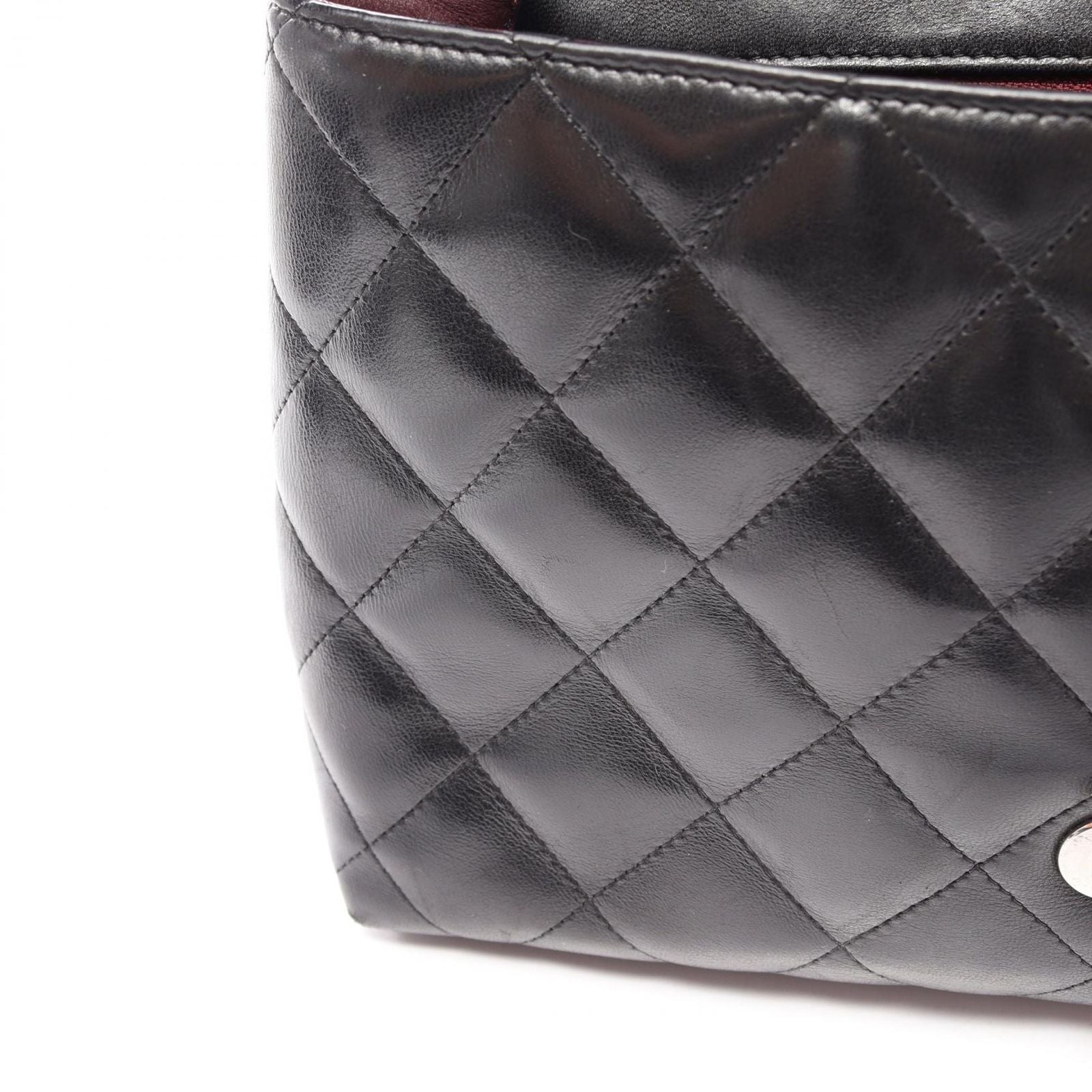 Chanel Handbag Quilted Top Handle Black Lambskin — view 8