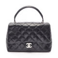 Chanel Handbag Quilted Top Handle Black Lambskin