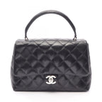 Chanel Handbag Quilted Top Handle Black Lambskin