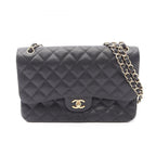 Chanel Shoulder Bag Deca Quilted 30 Classic Large Double Flap Black Calf Chain