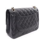 Chanel Shoulder Bag Deca Quilted 30 Classic Large Double Flap Black Calf Chain — view 2