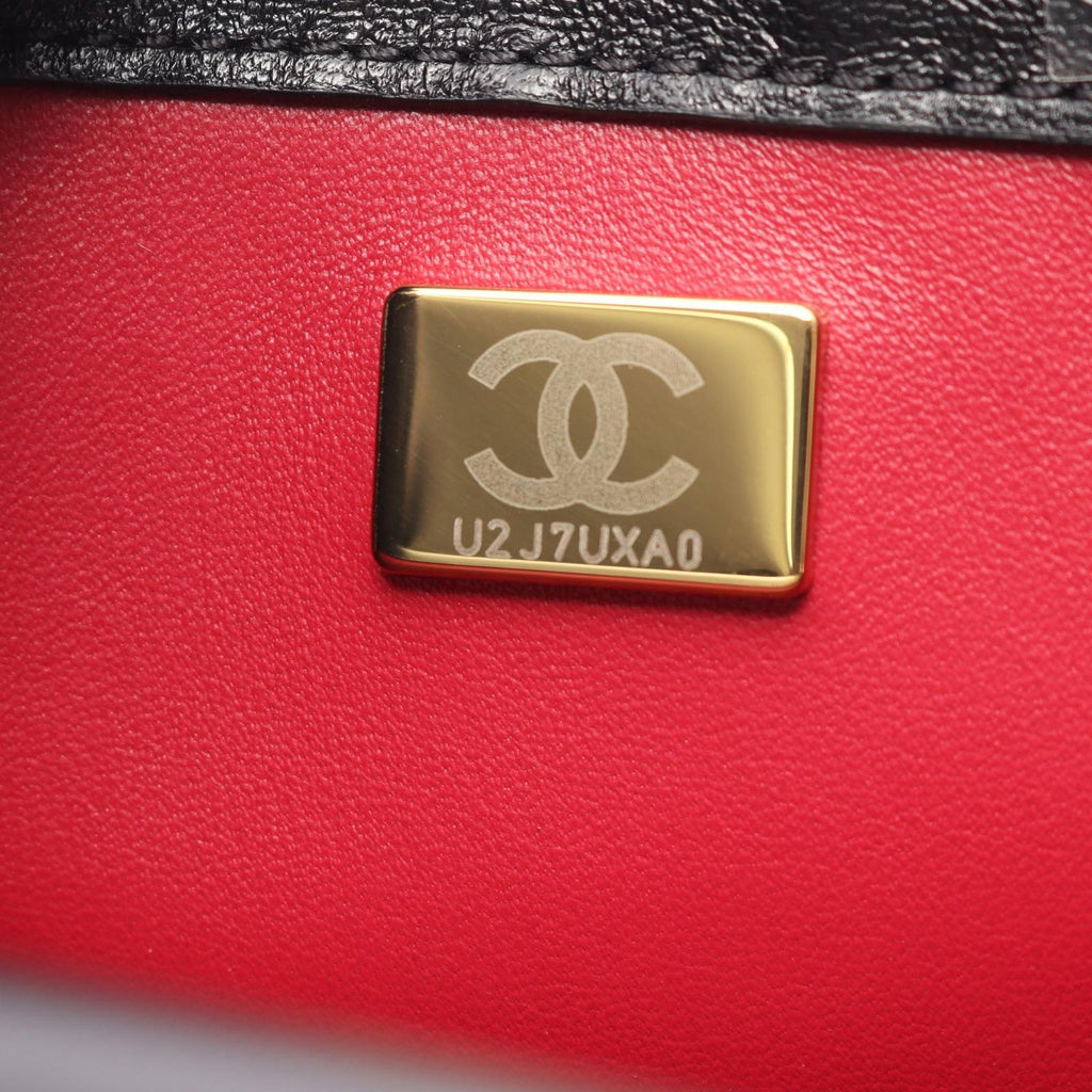 Chanel Shoulder Bag Quilted Black Lambskin Mini Flap Chain — view 5