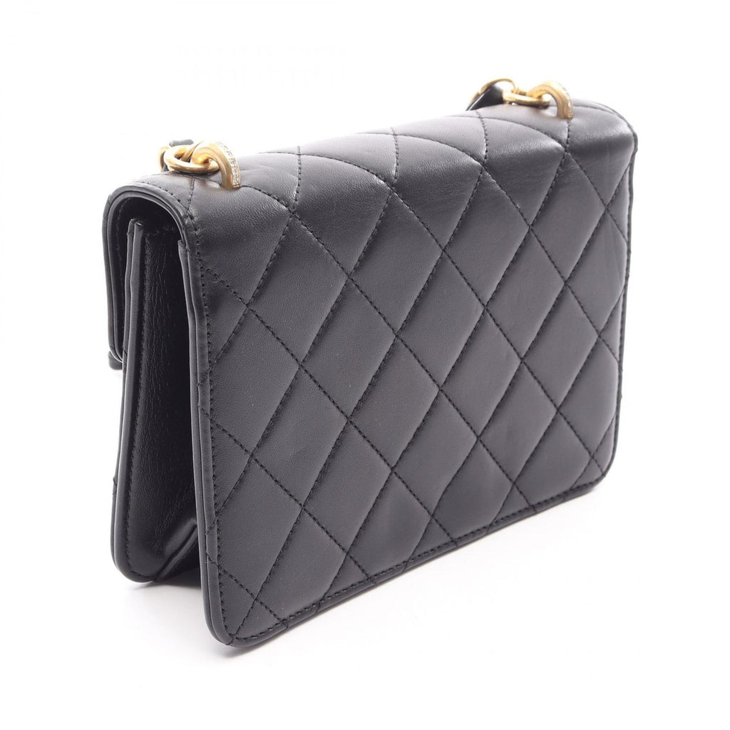Chanel Shoulder Bag Quilted Black Lambskin Mini Flap Chain — view 2