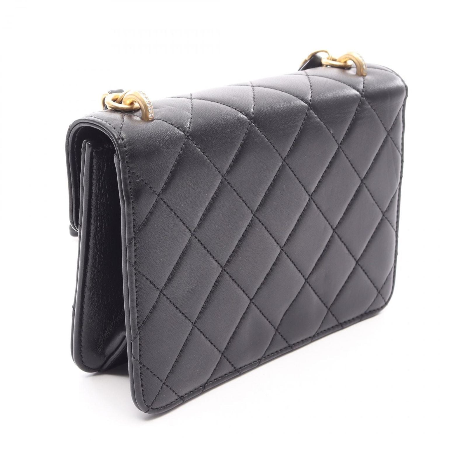 Chanel Shoulder Bag Quilted Black Lambskin Mini Flap Chain — view 2