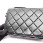 Chanel Shoulder Bag Quilted Black Lambskin Mini Flap Chain — view 8