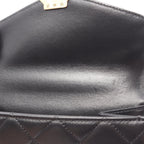 Chanel Shoulder Bag Quilted Black Lambskin Mini Flap Chain — view 6