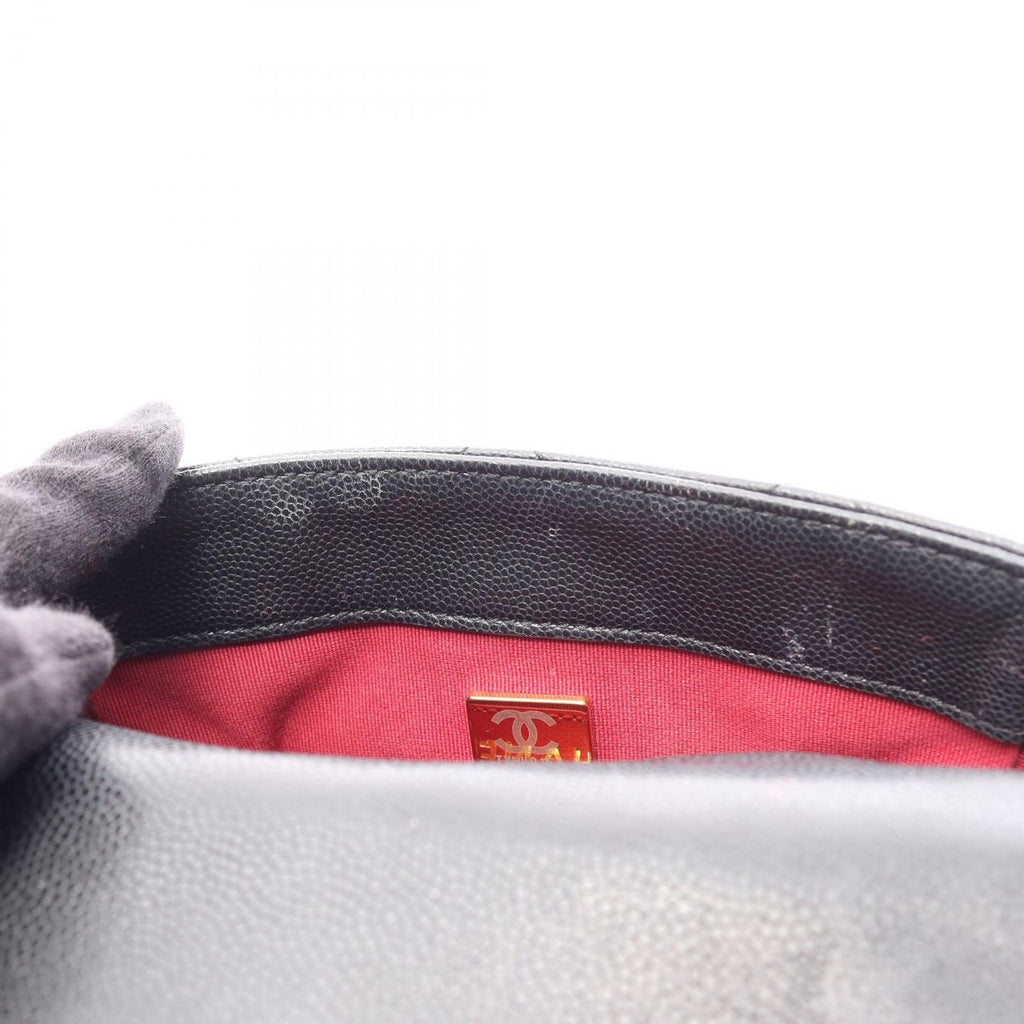 Chanel Shoulder Bag Quilted Mini Flap Black Caviar Leather Chain — view 6