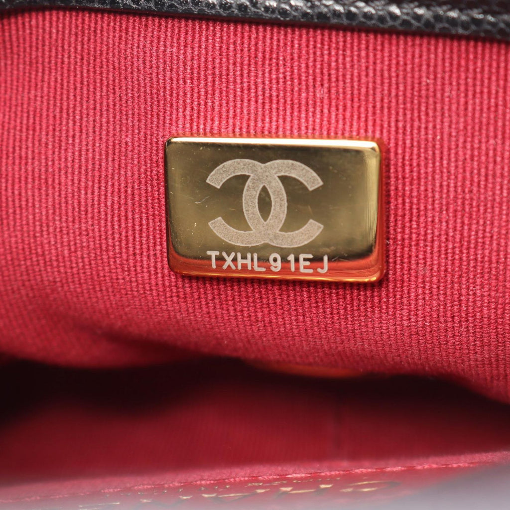 Chanel Shoulder Bag Quilted Mini Flap Black Caviar Leather Chain — view 5