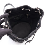 Chanel Shoulder Bag Deauville Black Canvas Leather Drawstring Small — view 3
